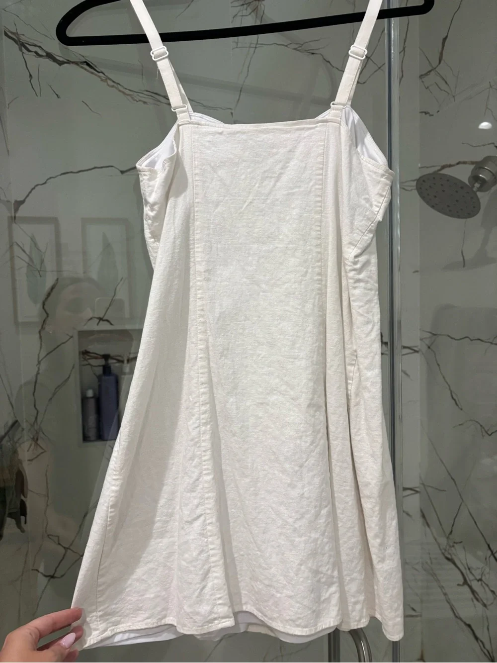 Express White Button-Front Mini Sundress - Picture 3 of 3